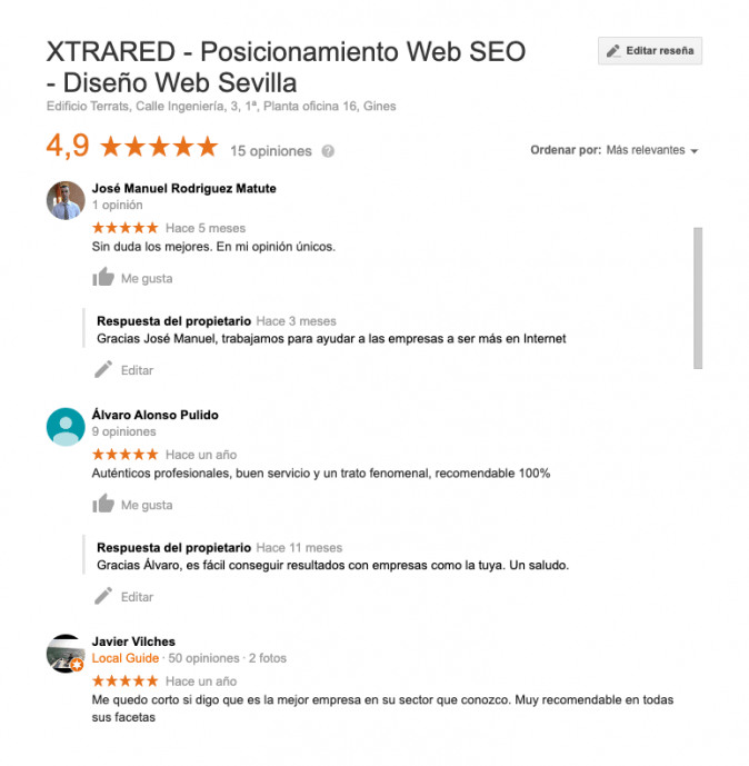 opiniones y reseñas