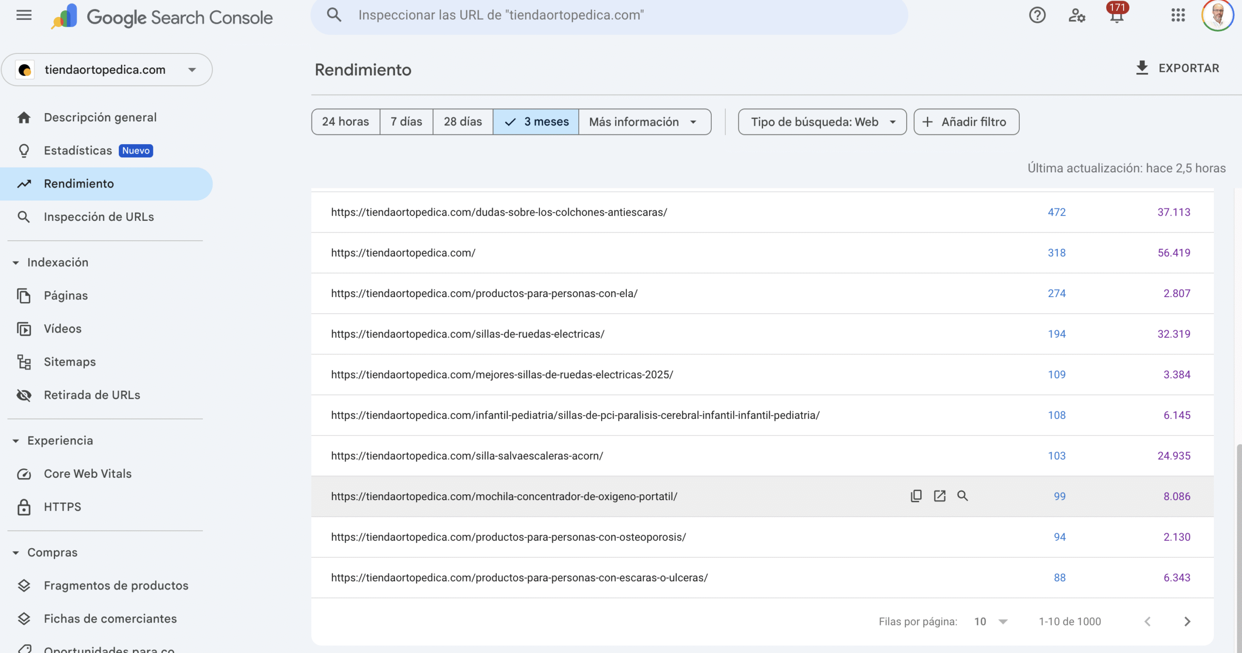 Identifica en 10 minutos las keywords que pueden darte más ventas (con Search Console) 1 seleccionar página de conversiones