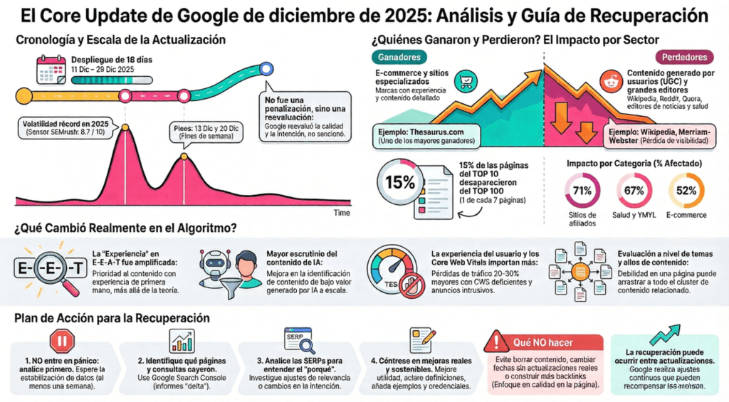 Infografía SEO core update de diciembre de 2025
